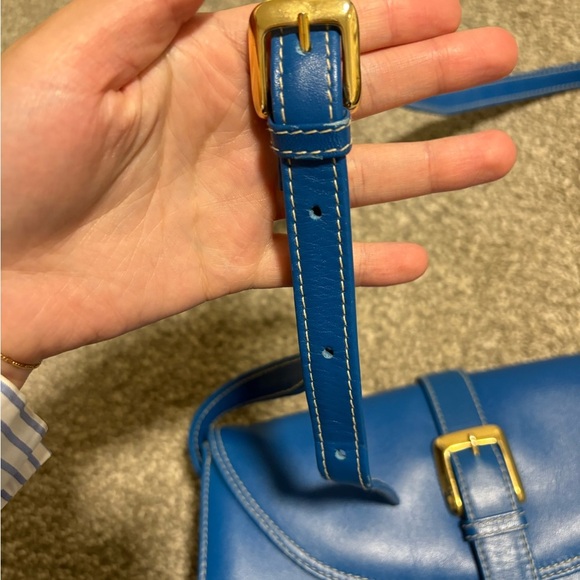 Liz Claiborne Blue Leather Messenger Shoulder Bag - Picture 3 of 10